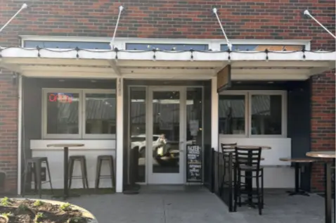 Filtered coffee shop patio