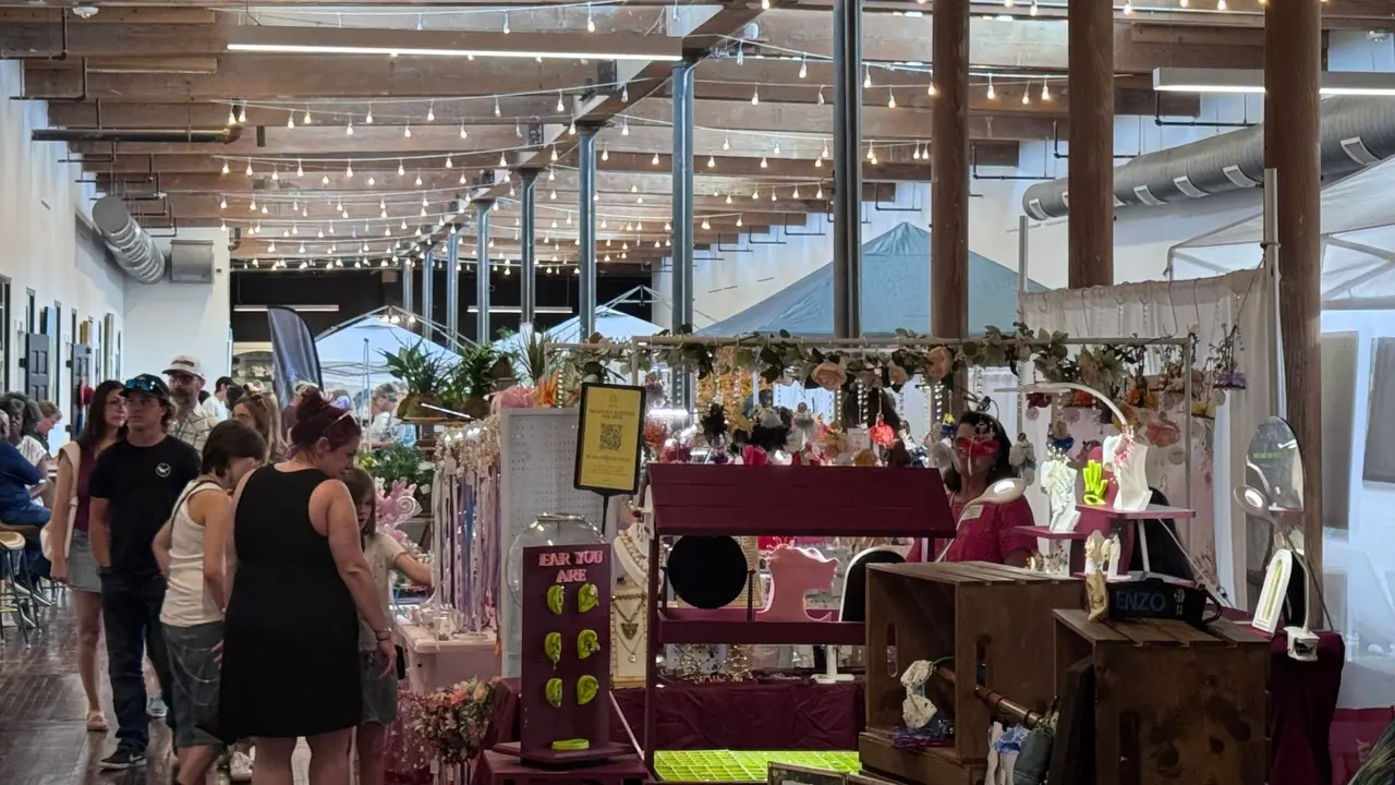 People browsing an artist's booth.