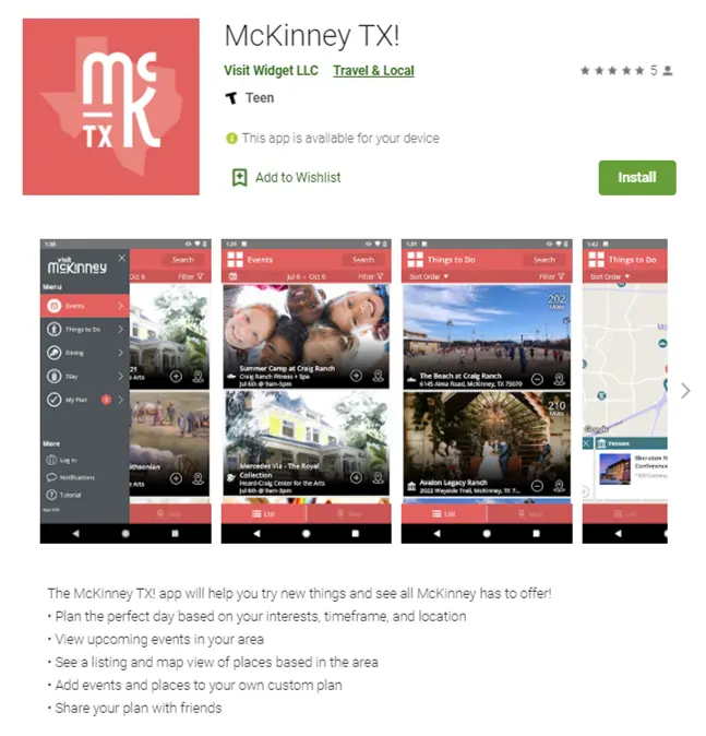 screen capture of app store screen