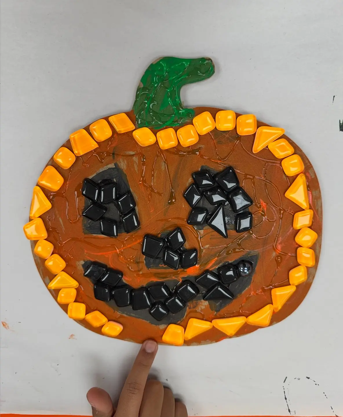 Pumpkin mosaic tile art