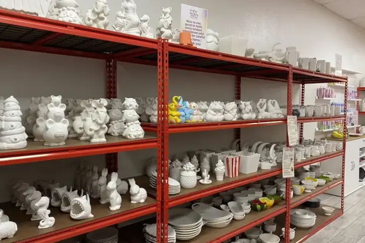 Painting studio with ceramics to choose from