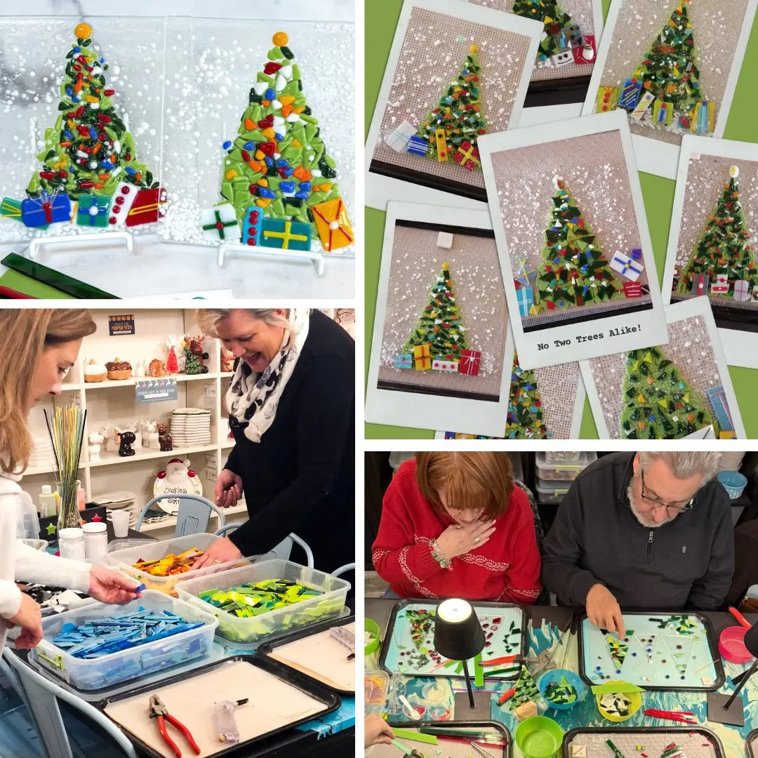 Collage of glass creating workshop in Downtown McKinney