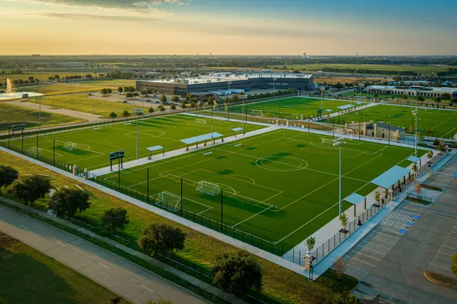 Drone view over the McKinney Soccer Complex