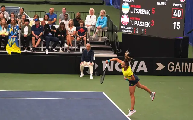 A player competing in the Billie Jean King Cup at The Courts of McKinney
