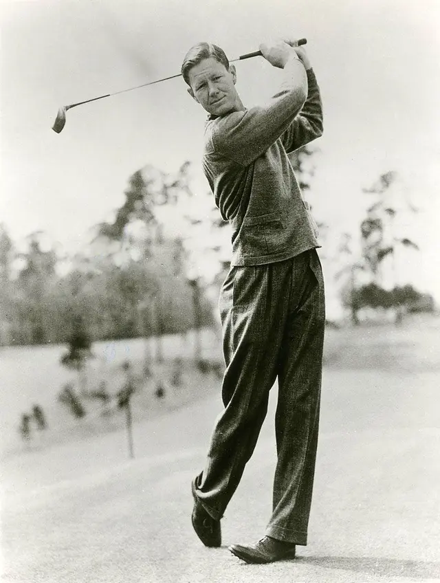 Byron Nelson at the top of his backswing, photographed in 1944
