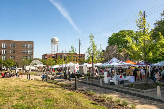 Farmers market tents at Chestnut Square